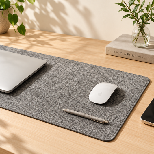 NESTELIOX Premium Felt Desk Mat — Natural Merino Wool Workspace Essential