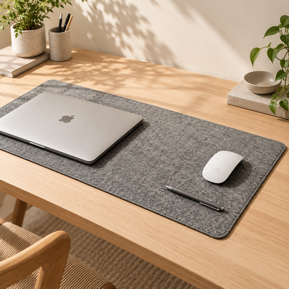 NESTELIOX Premium Felt Desk Mat — Natural Merino Wool Workspace Essential