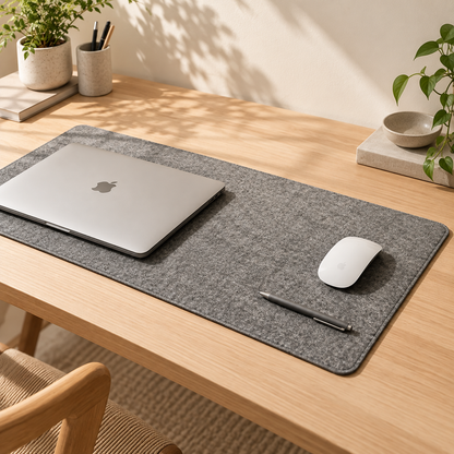 NESTELIOX Premium Felt Desk Mat — Natural Merino Wool Workspace Essential